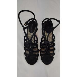 Coach Runway Leather Strappy Dress Kitten Heel Sandal Women's Black Size 7.5